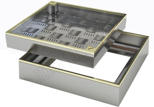 Напольный люк Премиум 44 мм с латунным кантом 2 створки Напольный люк Премиум 44 мм с латунным кантом 2 створки