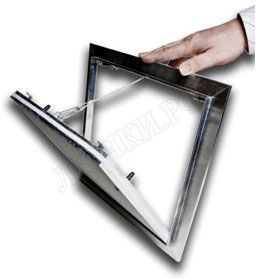 Люк под покраску Ультра для установки в потолок, 2 створки, съёмная перегородка 1200*450 (посадочный размер 1206*456) Люк под покраску Ультра для установки в потолок, 2 створки, съёмная перегородка 1200*450 (посадочный размер 1206*456)